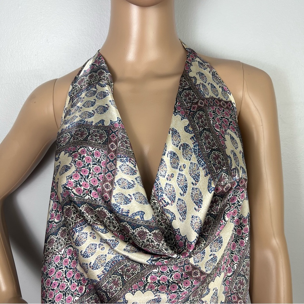 NEW CAMI NYC REVOLVE PAISLEY PRINT SILK HALTER TOP - Picture 3 of 9